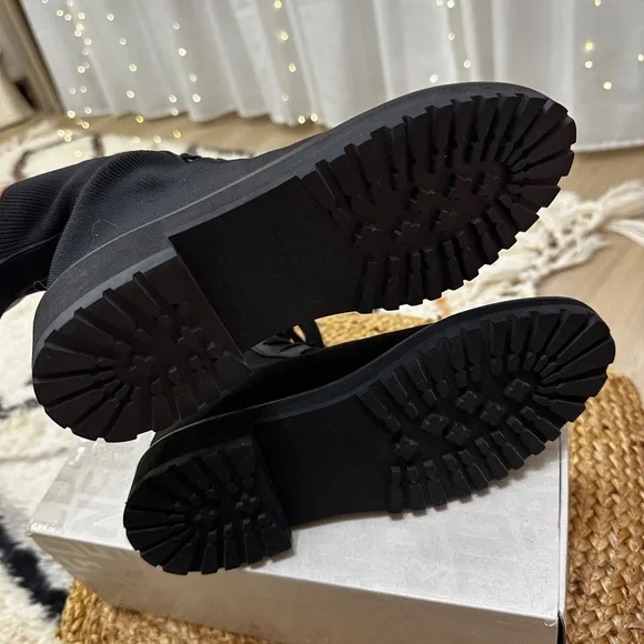 ⭐ Loeffler Randall Combat Boots — Black Canvas & Leather — Size 8 - Picture 6 of 16